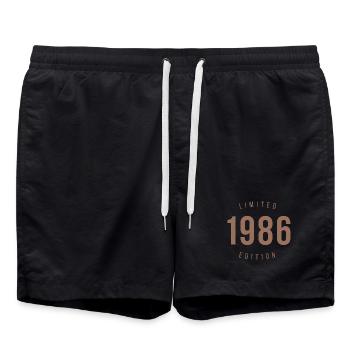 1986 Limited Edition Retro Style Birthday Gift - Swim Trunks - black - Front - AI Model Male 185 light (185cm)