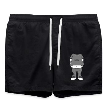 koerper ohne kopf dick fett bauch uebergewicht lus - Badeshorts - Schwarz - Vorne - AI Model Male 185 light (185cm)
