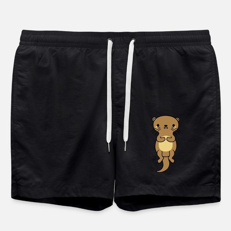 netter schwimmender otter - Badeshorts - Schwarz