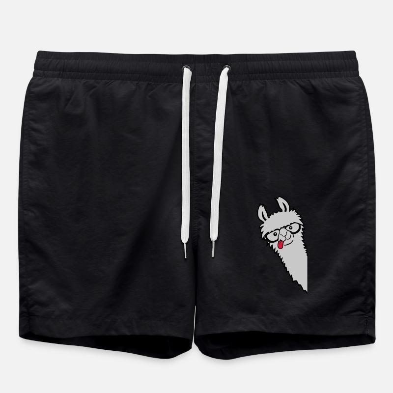 Nerd Horn Glasses Lama - Swim Trunks - black