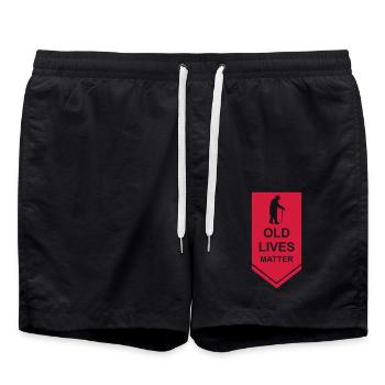 old lives matter quote - Swim Trunks - black - Front - AI Model Male 185 light (185cm)