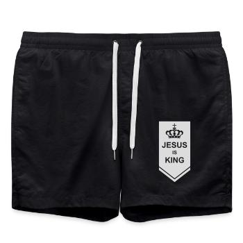 jesus is king quote - Swim Trunks - black - Front - AI Model Male 185 light (185cm)