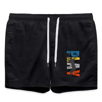 Tennis Silhouette in Color Burst - Swim Trunks - black - Front - AI Model Male 185 light (185cm)
