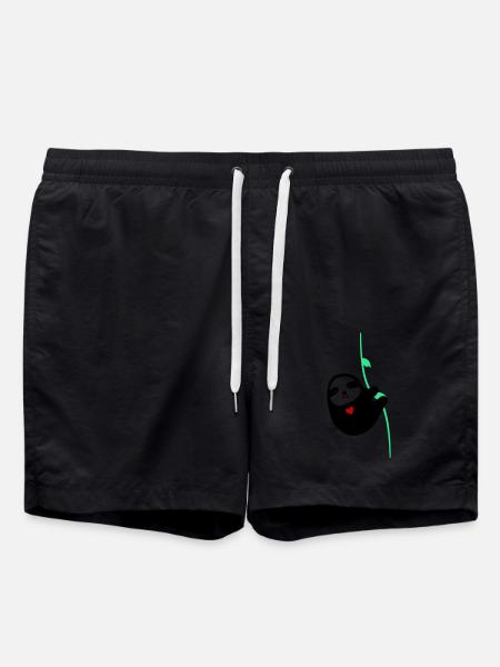 Sloth in Love - Swim Trunks - black