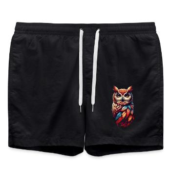 Eule Kunst Geschenk Geburtstag - Badeshorts - Schwarz - Vorne - AI Model Male 185 light (185cm)