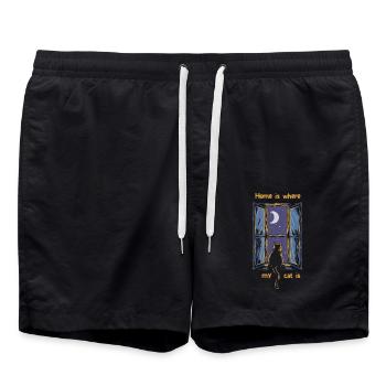 Zuhause ist, wo meine Katze ist - Badeshorts - Schwarz - Vorne - AI Model Male 185 light (185cm)