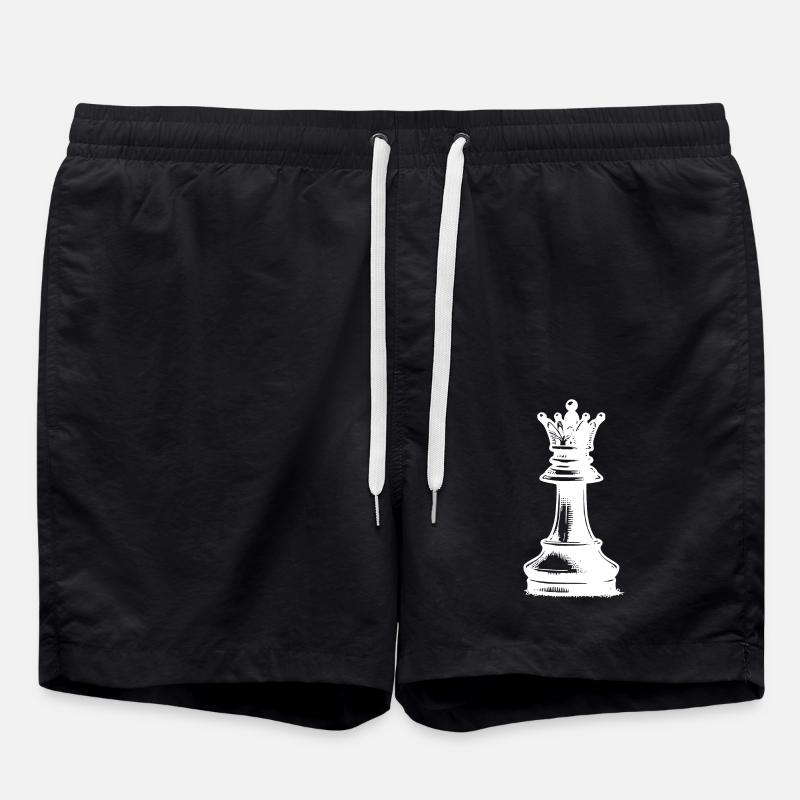 Chess Set Chess Piece Checkers - Swim Trunks - black