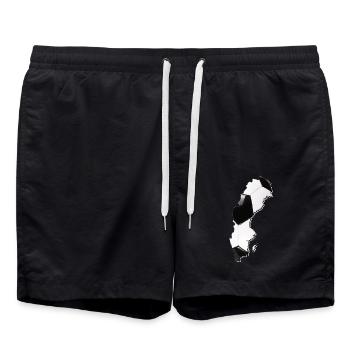 Sweden map framed real football - Swim Trunks - black - Front - AI Model Male 185 light (185cm)
