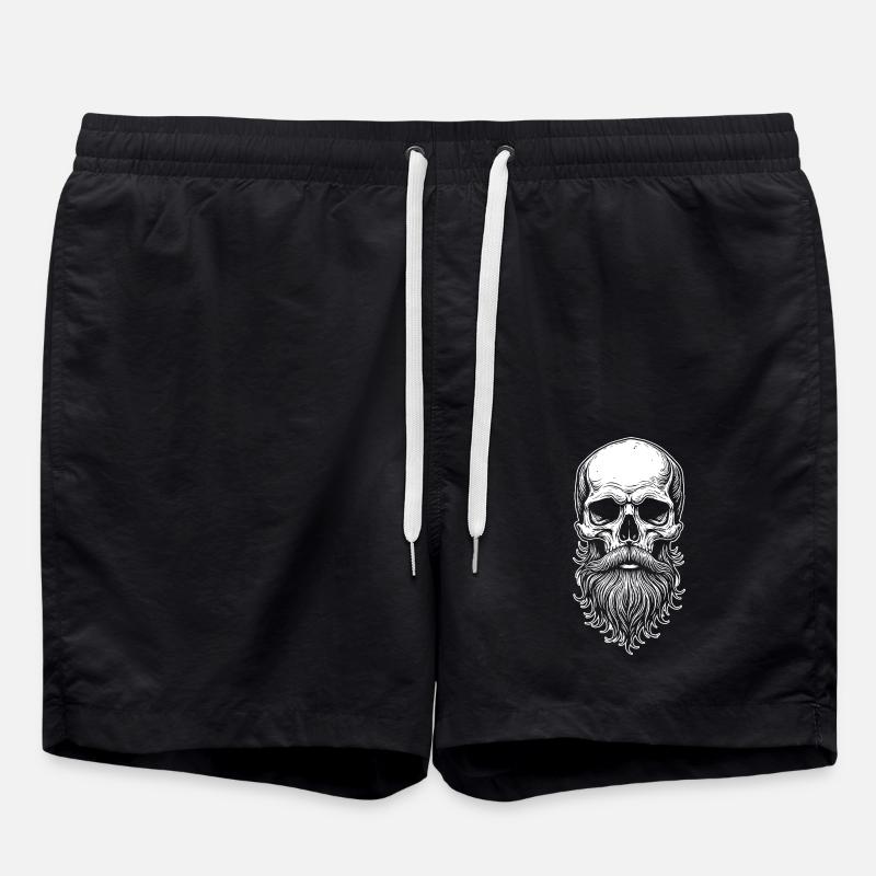 Skull with beard - Swim Trunks - black