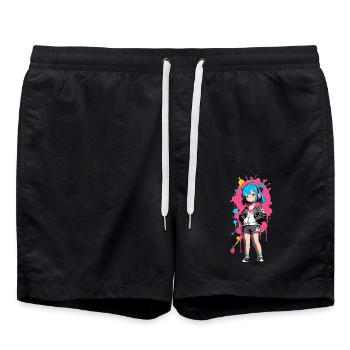 Street Art Girl 23239 - Swim Trunks - black - Front - AI Model Male 185 light (185cm)
