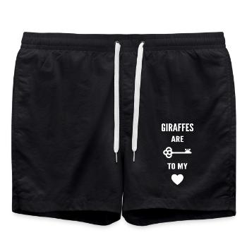 Giraffes are the key to my heart - Short de bain - noir - Devant - AI Model Male 185 light (185cm)