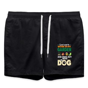 Garden Dog Gardener Allotment Flowers Funny - Swim Trunks - black - Front - AI Model Male 185 light (185cm)