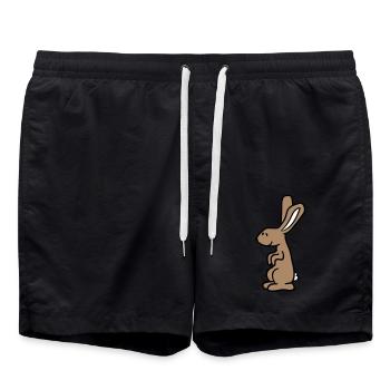 Hase Kaninchen Häschen Cartoon Kleintier niedlich - Badeshorts - Schwarz - Vorne - AI Model Male 185 light (185cm)