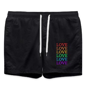 Love 6 rainbow colors gay pride - Swim Trunks - black - Front - AI Model Male 185 light (185cm)