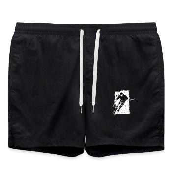 Skiing adventures in grunge style: winter magic in the - Swim Trunks - black - Front - AI Model Male 185 light (185cm)