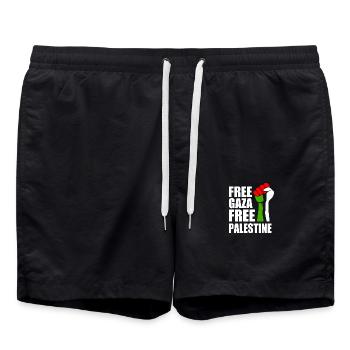 Free palestine - Short de bain - noir - Devant - AI Model Male 185 light (185cm)