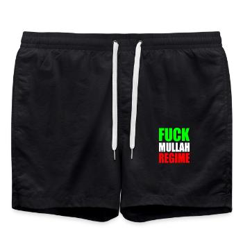 Fuck mullah regime iran - Swim Trunks - black - Front - AI Model Male 185 light (185cm)