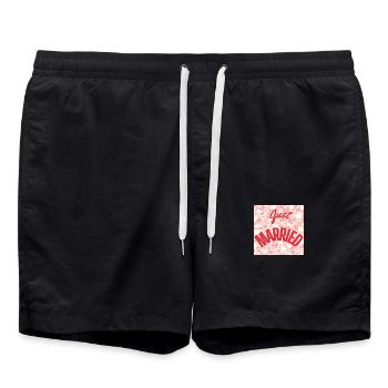 JUST MARRIED,VIVE LES MARIES,EVJF,SAINT VALENTIN - Short de bain - noir - Devant - AI Model Male 185 light (185cm)