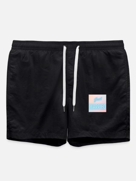 JUST MARRIED,VIVE LES MARIES,EVJF,SAINT VALENTIN - Short de bain - noir