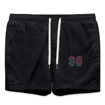 30. 30 JAHRE. 30-JÄHRIGES JUBILÄUM. 30-JÄHRIGES JUBILÄUM. - Badeshorts - Schwarz - Vorne - AI Model Male 185 light (185cm)