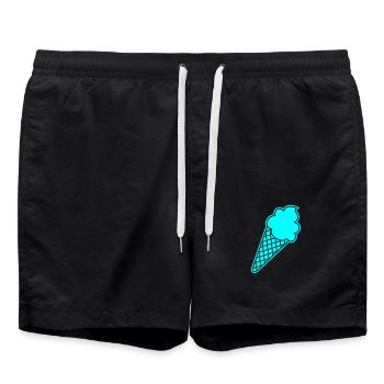 Eis cool Eiscreme Waffel Sommer stylish Sweets Fan - Badeshorts - Schwarz - Vorne - AI Model Male 185 light (185cm)