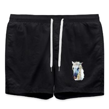 Cheval camarguais en Pastel Fluide - Short de bain - noir - Devant - AI Model Male 185 light (185cm)