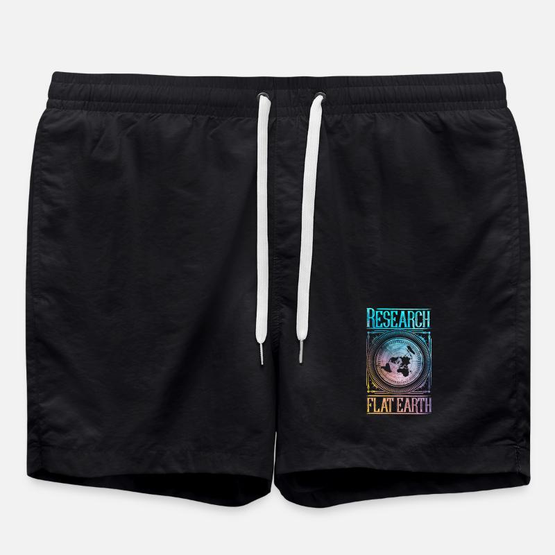 Research Flat Earth - Swim Trunks - black