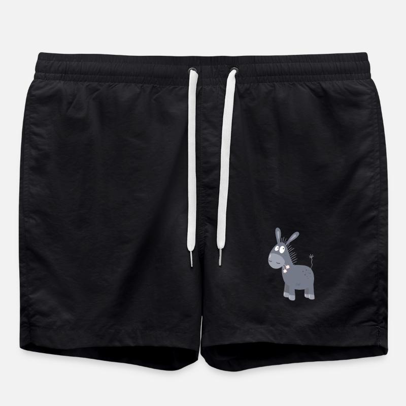 Kleiner Esel Mit Blümchen I Muli Maultier Comic - Badeshorts - Schwarz