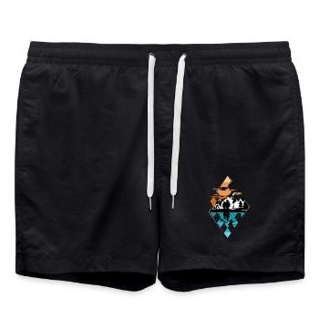 Pattern Mountains Mountain Lake Symbol Logo icon Graphic - Swim Trunks - black - Front - AI Model Male 185 light (185cm)
