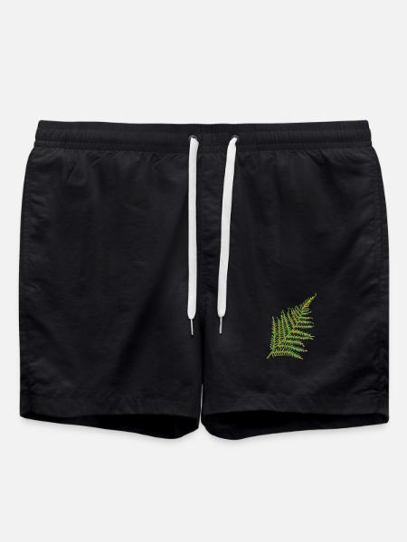 Farnkraut Blatt Motiv - Badeshorts - Schwarz