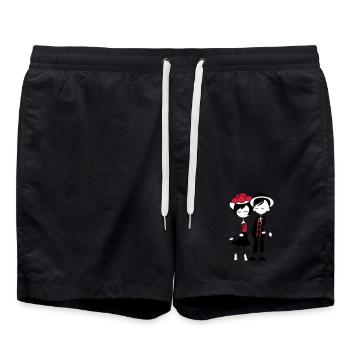 Süßes Schwarzwald Pärchen - Bollenhut & Tracht - Badeshorts - Schwarz - Vorne - AI Model Male 185 light (185cm)