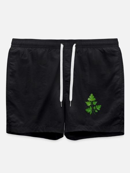 hand drawn parsley branch - Swim Trunks - black