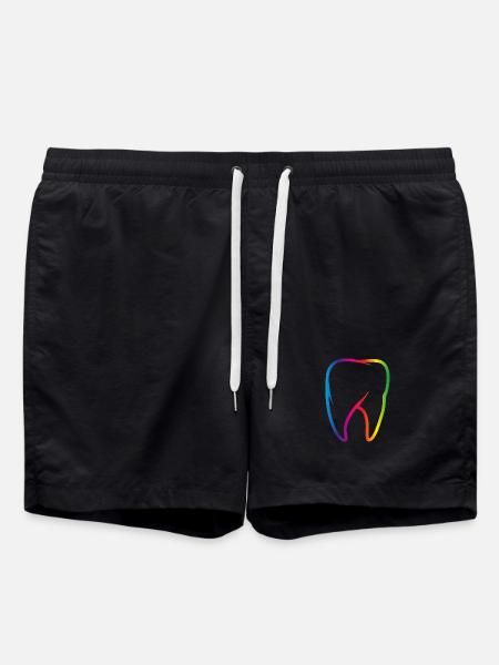 leuchtend bunter Regenbogen Zahn - Badeshorts - Schwarz