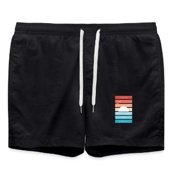 Citation de 'J’adore les couchers de soleil' pour les amateurs de plage - Short de bain - noir - Devant - AI Model Male 185 light (185cm)