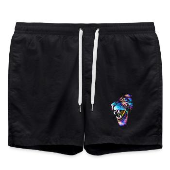 | lion Tête de lion | Chat coloré - Short de bain - noir - Devant - AI Model Male 185 light (185cm)