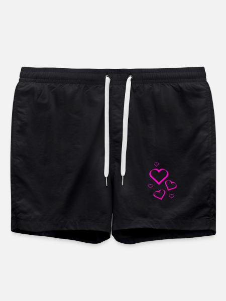 Motif de cœur rose cadeau rose rose - Short de bain - noir