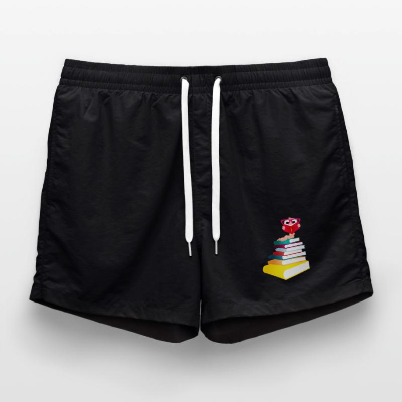 Knowledge-thirsty bookworm while reading a book Swim Trunks