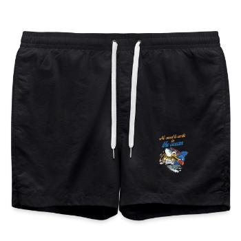 Le requin crayon dans l’aventure océanique - Short de bain - noir - Devant - AI Model Male 185 light (185cm)
