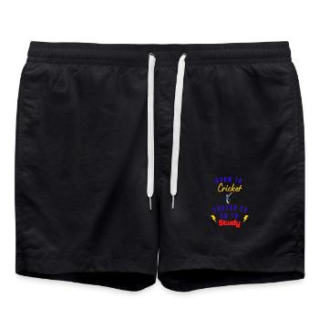 Geboren fürs Cricket, Lernen Pflicht - Badeshorts - Schwarz - Vorne - AI Model Male 185 light (185cm)