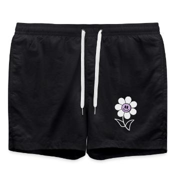 Smiling flower - Swim Trunks - black - Front - AI Model Male 185 light (185cm)