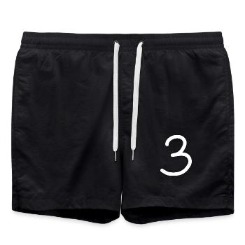 3 Nummer drei Zahl weiß Geburtstag - Badeshorts - Schwarz - Vorne - AI Model Male 185 light (185cm)