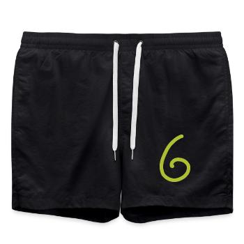 6 Nummer sechs Zahl grün Geburtstag - Badeshorts - Schwarz - Vorne - AI Model Male 185 light (185cm)