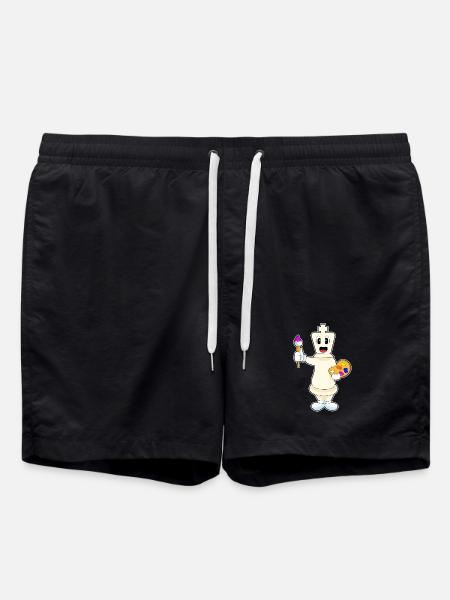 Chess Piece King Chess - Swim Trunks - black