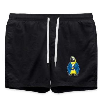 Papagei Volleyballspieler Volleyball - Badeshorts - Schwarz - Vorne - AI Model Male 185 light (185cm)
