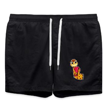 1 year old - School enrollment - Giraffe motif - Swim Trunks - black - Front - AI Model Male 185 light (185cm)