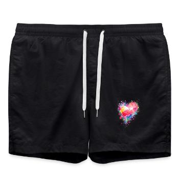 Herz - Badeshorts - Schwarz - Vorne - AI Model Male 185 light (185cm)
