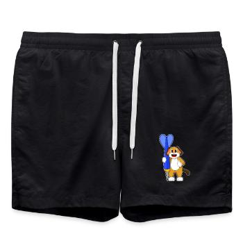 Hund Dart Dartpfeil - Badeshorts - Schwarz - Vorne - AI Model Male 185 light (185cm)