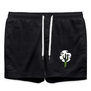 Cactus and vulture under the moon - Swim Trunks - black - Front - AI Model Male 185 light (185cm)
