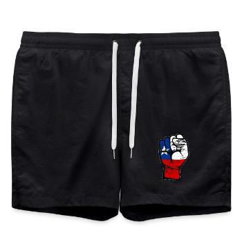 Chile Flagge Faust Hand Symbol used - Badeshorts - Schwarz - Vorne - AI Model Male 185 light (185cm)