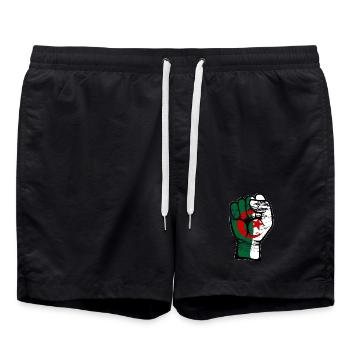 Algeria Flag Fist Hand Used Symbol - Swim Trunks - black - Front - AI Model Male 185 light (185cm)